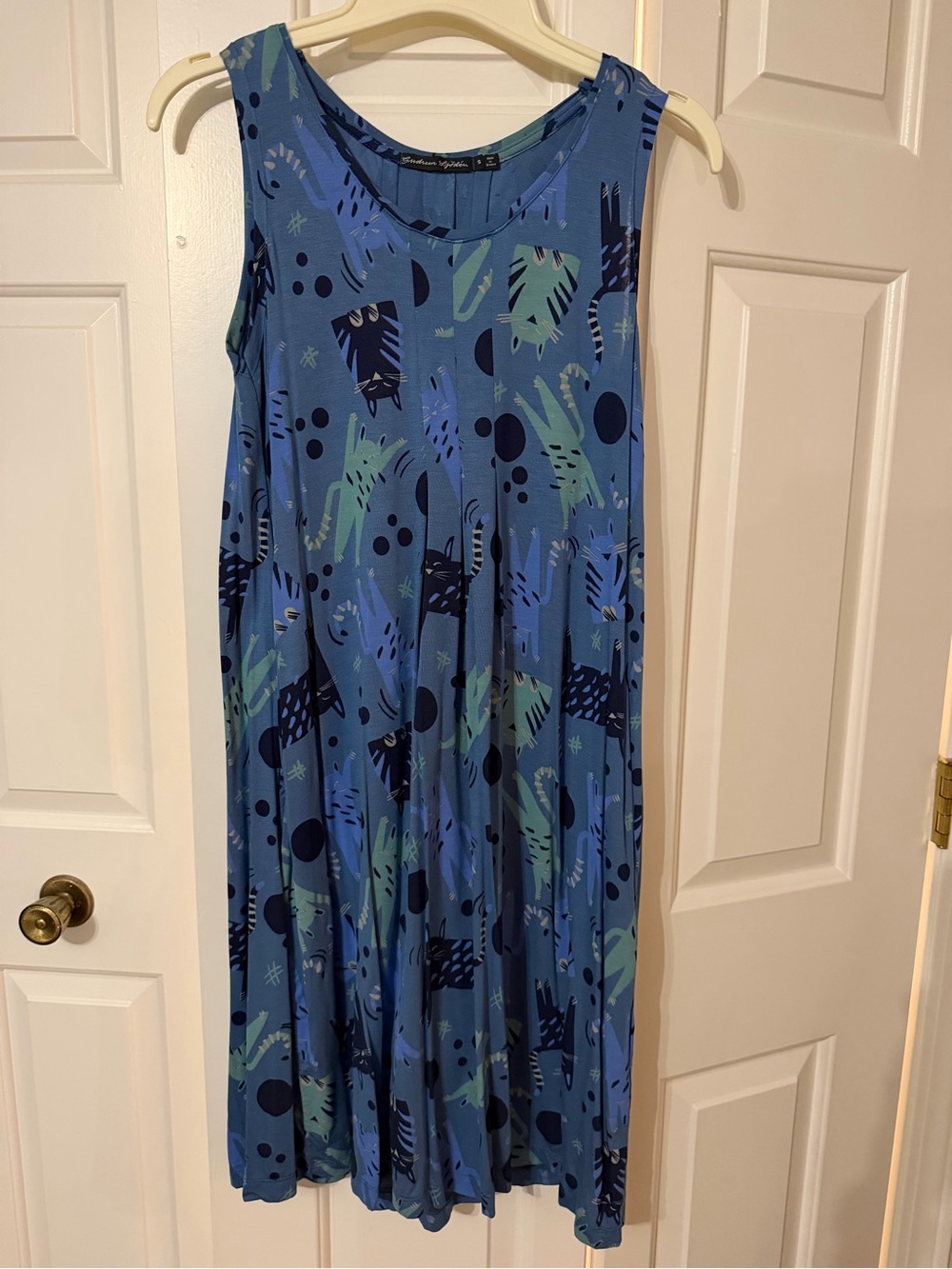 Gudrun Sjoden Blue & Teal Sleeveless Mjau Swing Dress